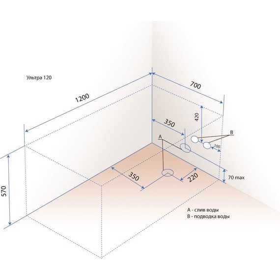 Ванна акриловая Тритон Ультра 120х70 см, Размер - мм: 1200х700 - фото 6