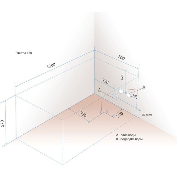 Ванна акриловая Тритон Ультра 130х70 см, Размер - мм: 1300х700 - фото 6