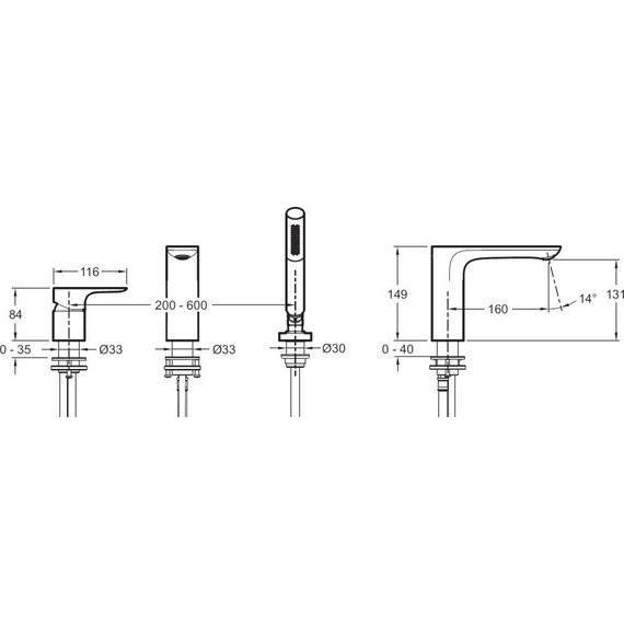 Смеситель для ванны Jacob Delafon Aleo E72292-CP - фото, картинка 2 Смеситель для ванны Jacob Delafon Aleo E72292-CP - фото 2