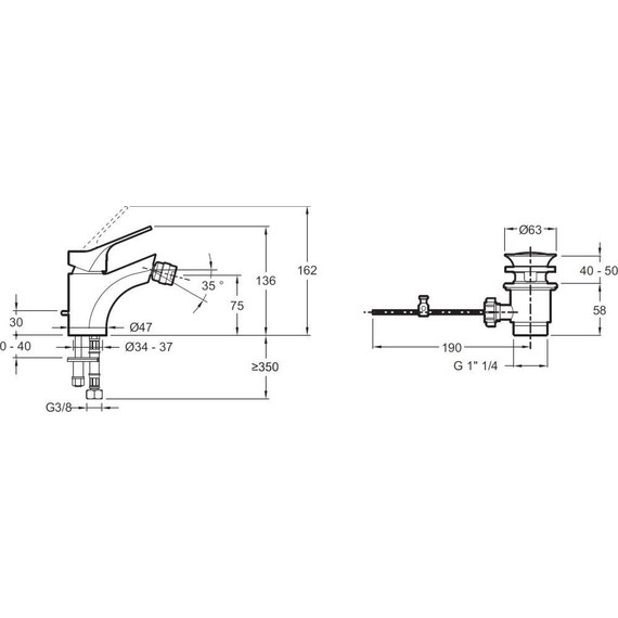 Смеситель для биде Jacob Delafon Brive E75763-4-CP - фото 3