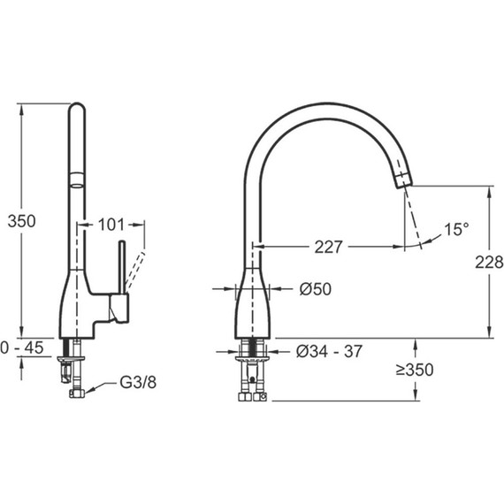 Смеситель для кухни Jacob Delafon Mariette E23303-CP - фото 3