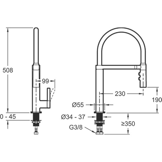 Смеситель для кухни Jacob Delafon Raphael E23311-CP, хром/черный - фото 4