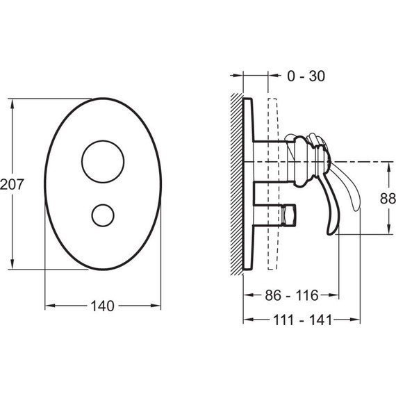 Смеситель для ванны Jacob Delafon Fairfax E98722-CP - фото 2