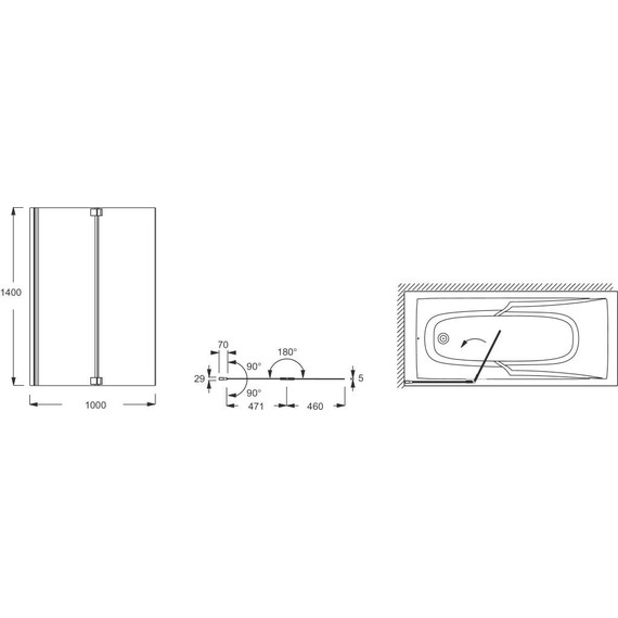 Шторка для ванны Jacob Delafon Adequation 100 см E4931-GA, хром/прозрачное - фото, картинка 2 Шторка для ванны Jacob Delafon Adequation 100 см E4931-GA, хром/прозрачное - фото 2