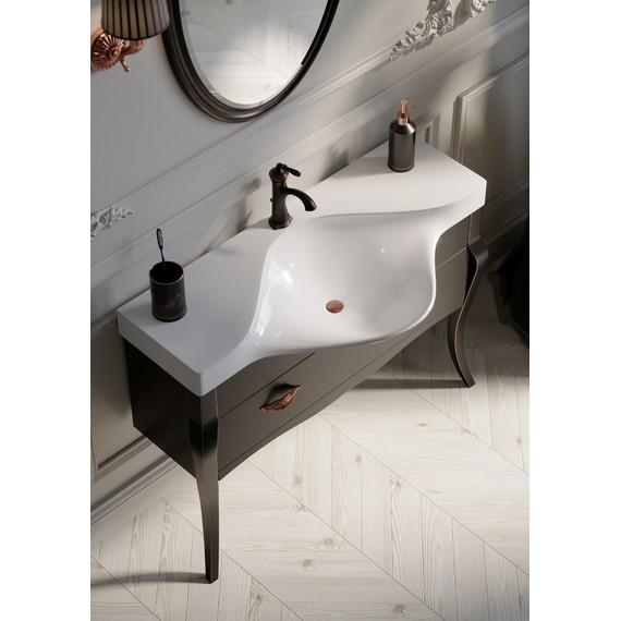 Тумба напольная с раковиной Aqwella Clarberg Borgia 110 см BOR0111BLK, черный матовый/патина медь - фото, картинка 4 Тумба напольная с раковиной Aqwella Clarberg Borgia 110 см BOR0111BLK, черный матовый/патина медь - фото 4