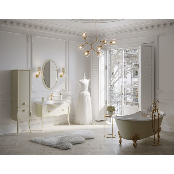 Пенал напольный Aqwella Clarberg Borgia 48 см BOR0548BG, универсальный, слоновая кость/патина золото - фото 4