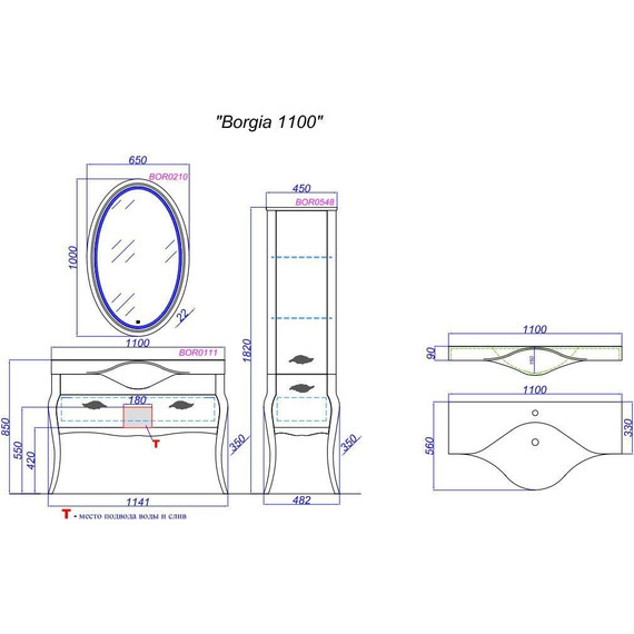 Тумба напольная с раковиной Aqwella Clarberg Borgia 110 см BOR0111BLK, черный матовый/патина медь - фото, картинка 6 Тумба напольная с раковиной Aqwella Clarberg Borgia 110 см BOR0111BLK, черный матовый/патина медь - фото 6