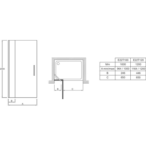 Душевая дверь Jacob Delafon Contra 120 см E22T120-GA, хром/прозрачное - фото 2