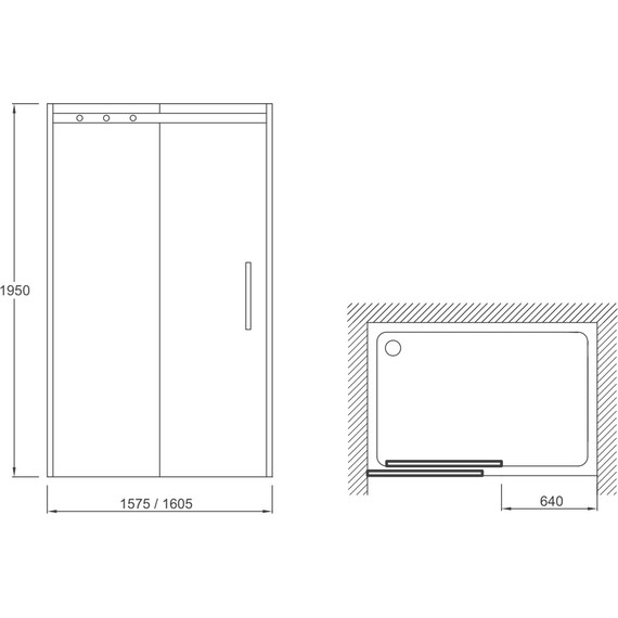 Душевая дверь Jacob Delafon Contra 160 см E22C160-GA (стекло 8 мм), хром/прозрачное - фото 2