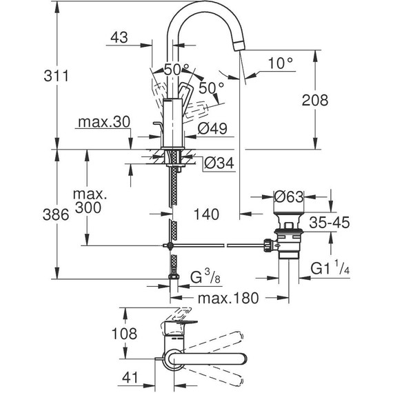 Смеситель для раковины Grohe BauLoop 23763001 - фото 6