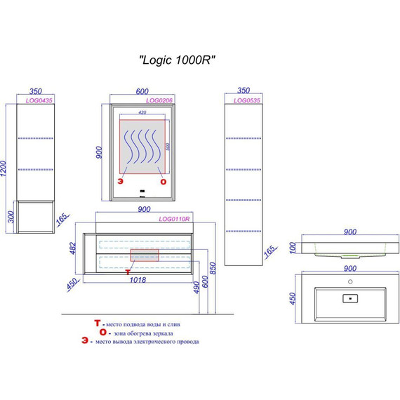 Тумба подвесная с раковиной Aqwella Clarberg Logic 100 см LOG0110R - фото 7