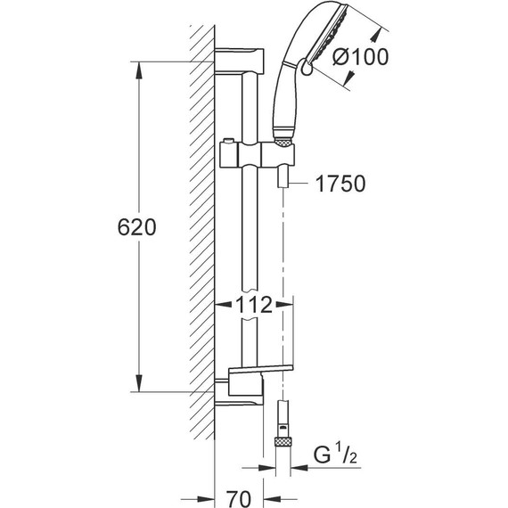 Душевой гарнитур Grohe New Tempesta Rustic 100 IV 620 мм 27609001 - фото 2