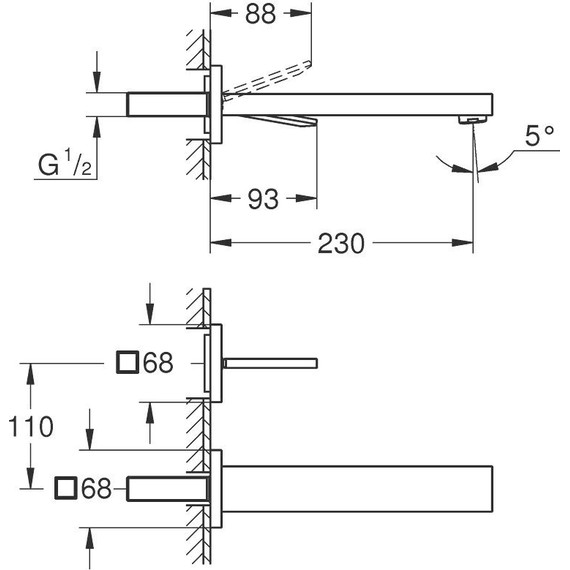 Смеситель для раковины настенный Grohe Eurocube Joy 230 мм 19998000 - фото 3