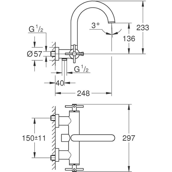 Смеситель для ванны Grohe Atrio New Classic 25010AL3, темный графит матовый - фото 2