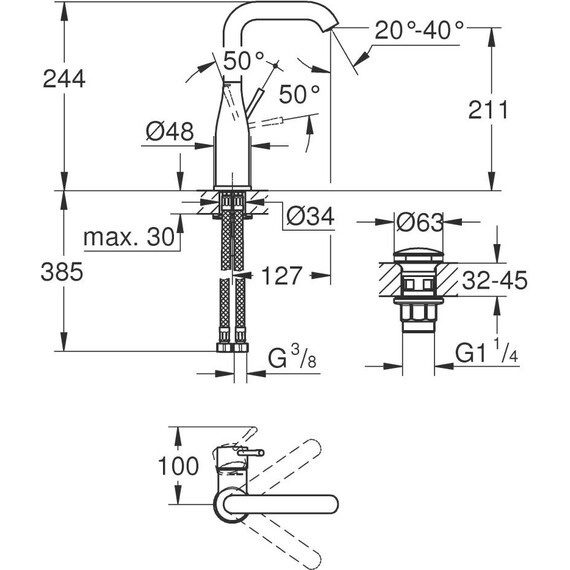 Смеситель для раковины Grohe Essence New 23799001 - фото 2