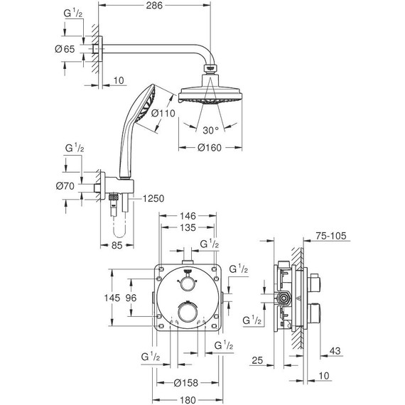 Душевая система для душа с термостатом Grohe Grohtherm 34735000 - фото 4