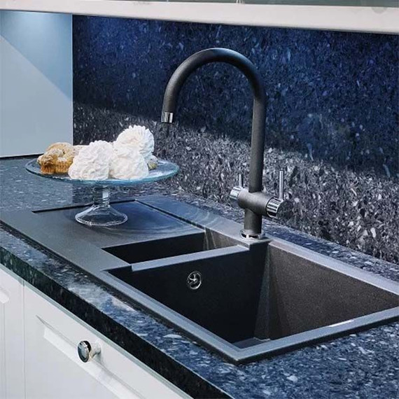 Кухонная мойка Omoikiri Sakaime 86-2-BL 4993117, чёрный, Цвет производителя: чёрный - фото 3