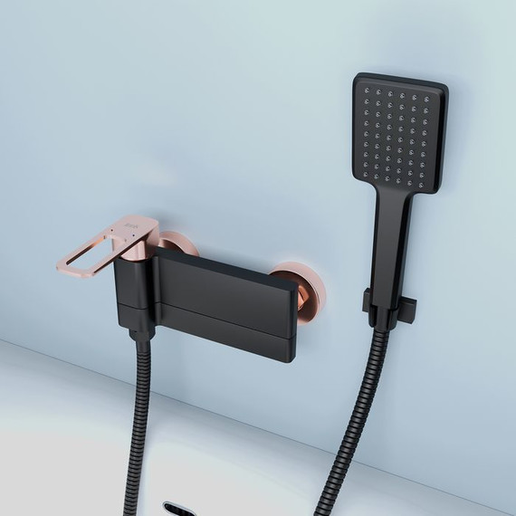 Смеситель для ванны Iddis Slide SLIBG00i02, черный матовый/розовое золото - фото 6