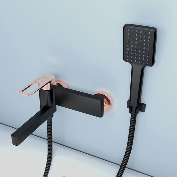 Смеситель для ванны Iddis Slide SLIBG00i02, черный матовый/розовое золото - фото 7