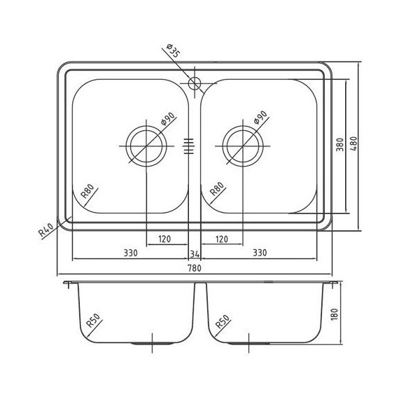 Кухонная мойка Iddis Strit STR78S2i77 0,8 мм, сатин - фото 4