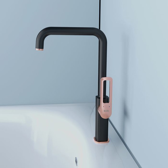 Смеситель для кухни Iddis Slide SLIBG00i05, черный матовый/розовое золото - фото 4