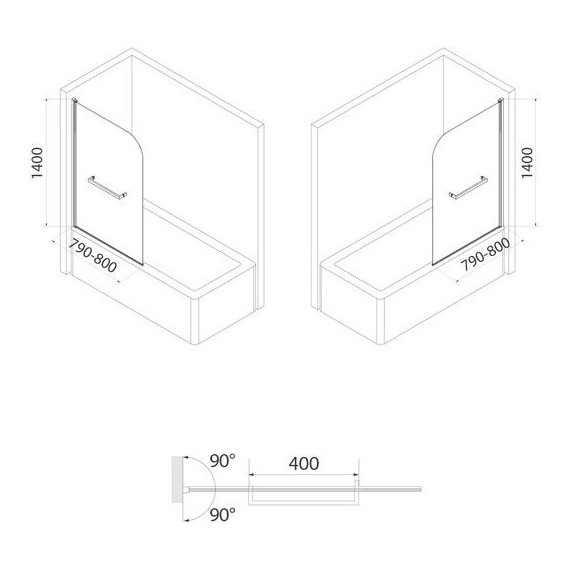 Шторка для ванны Iddis Ray 90 см RAY6CS9i90, хром/прозрачное - фото 7
