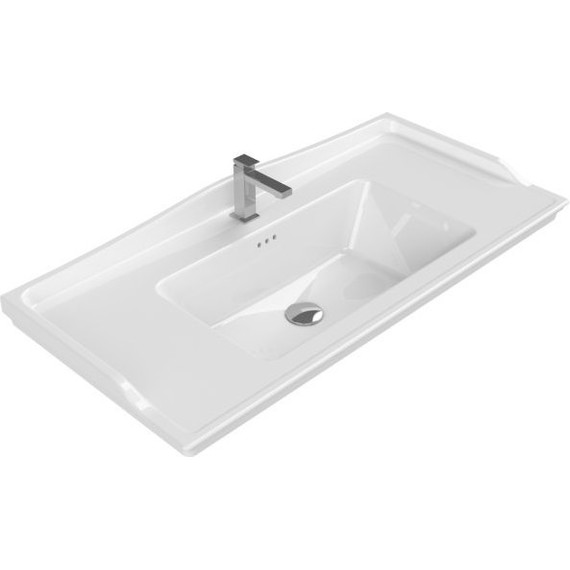 Тумба напольная с раковиной Opadiris Оникс 100 см, белый глянцевый/серебряная патина - фото 6