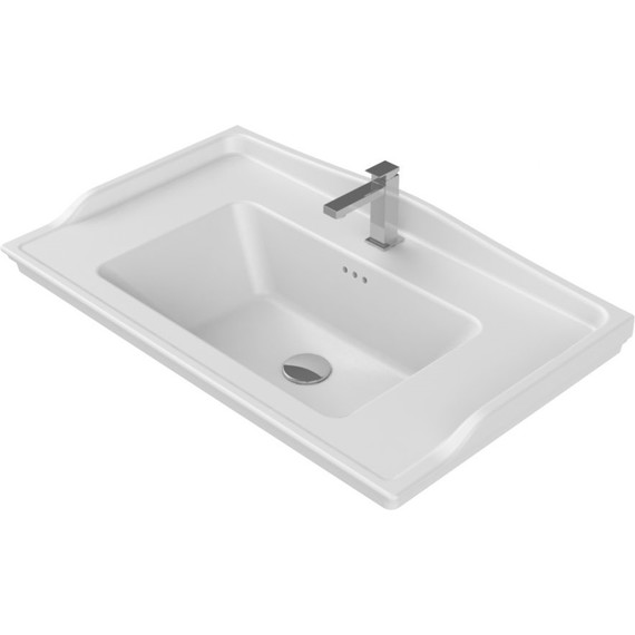 Тумба подвесная с раковиной Opadiris Карат 80 см, белый глянцевый/золотая патина - фото 8