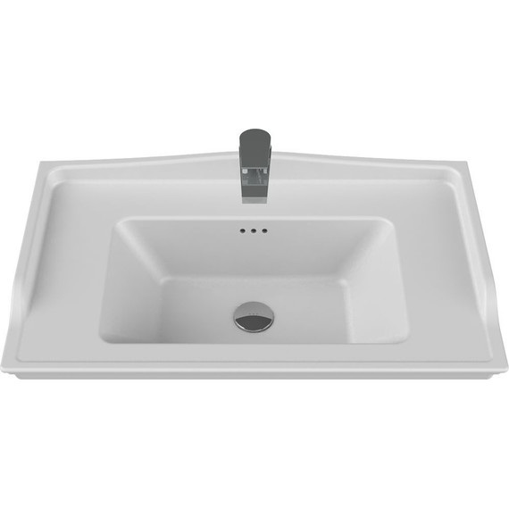 Тумба подвесная с раковиной Opadiris Карат 80 см, белый глянцевый/золотая патина - фото 9