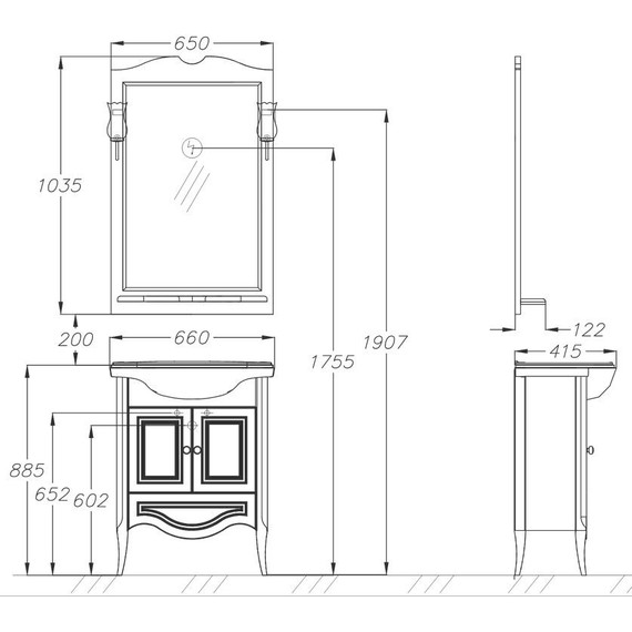 Тумба напольная с раковиной Opadiris Брунелла 65 см, белый матовый - фото 8