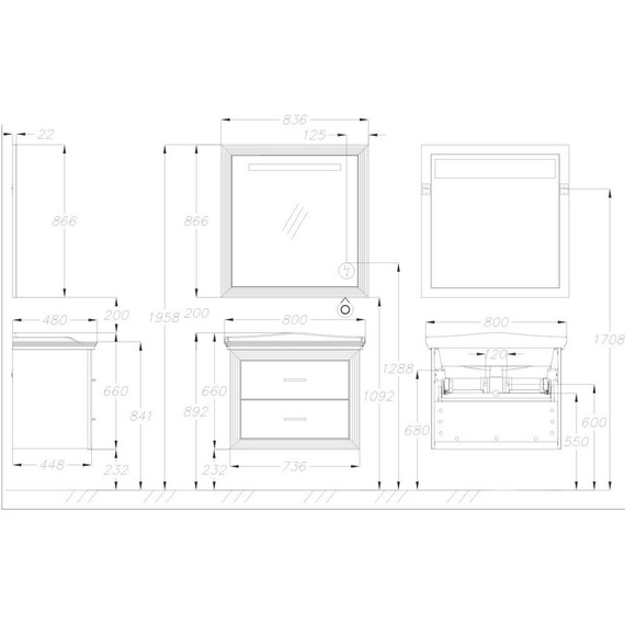 Тумба подвесная с раковиной Opadiris Карат 80 см, белый глянцевый/золотая патина - фото 11