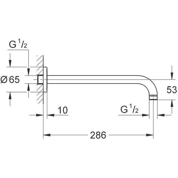 Кронштейн стеновой для верхнего душа Grohe Rainshower neutral 286 мм 28576000 - фото 2