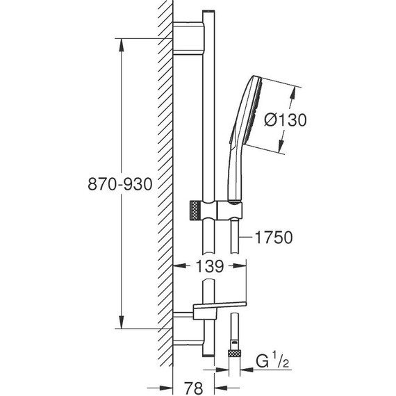 Душевой гарнитур Grohe Rainshower Smartactive 130 900 мм 26548000 - фото 10