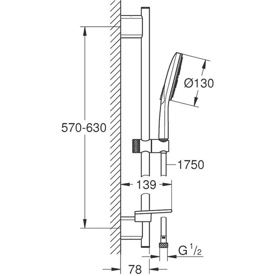 Душевой гарнитур Grohe Rainshower Smartactive 130 600 мм 26575000 - фото 12