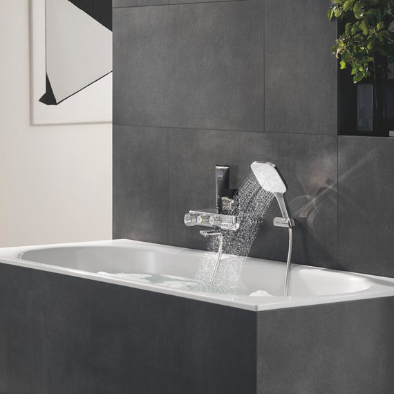 Душевой гарнитур Grohe Rainshower SmartActive 130 Cube 26588LS0, хром/белая луна - фото 2