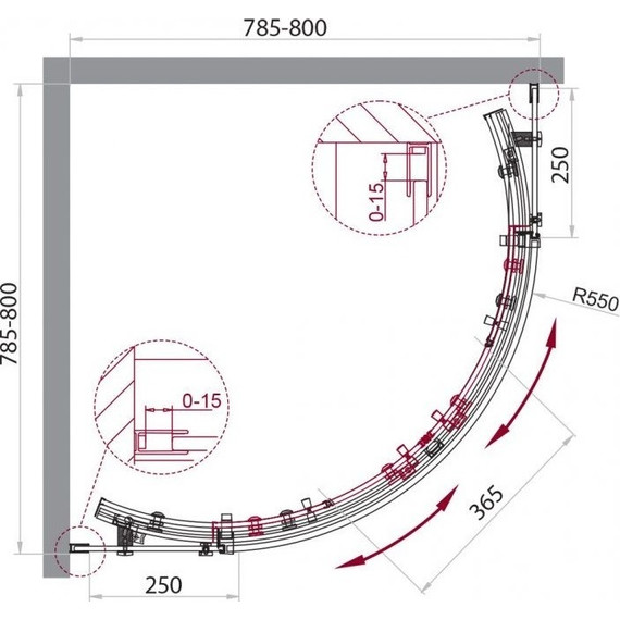 Душевое ограждение BelBagno 80х80 см ACQUA-R-2-80-C-Cr (стекло 8 мм) хром/прозрачное - фото 3