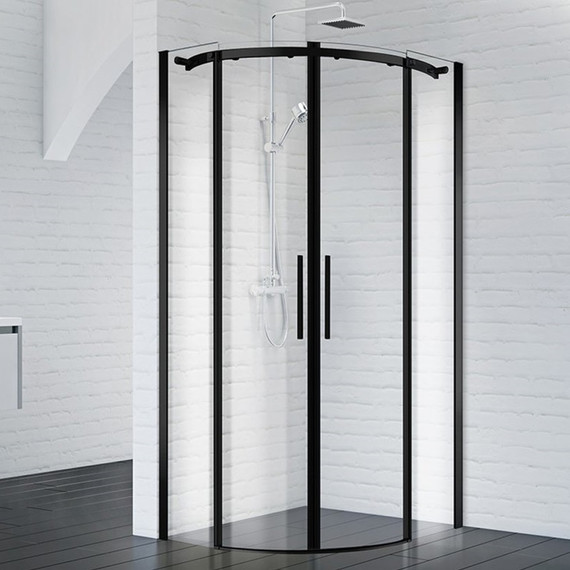 Душевое ограждение BelBagno 90х90 см ACQUA-R-2-90-C-NERO (стекло 8 мм) черный/прозрачное - фото 