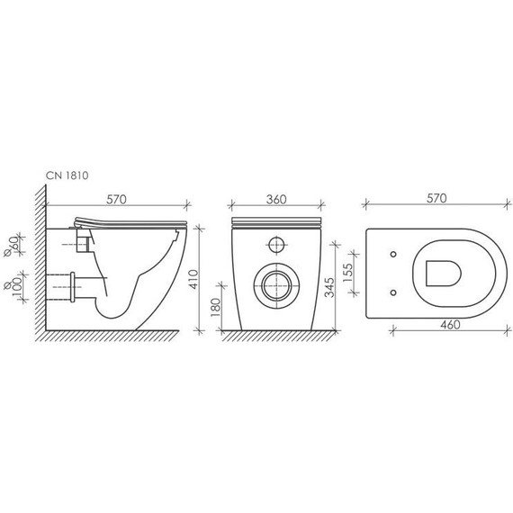 Унитаз приставной безободковый Ceramicanova Mia Rimless CN1810 с тонкой крышкой микролифт - фото 7