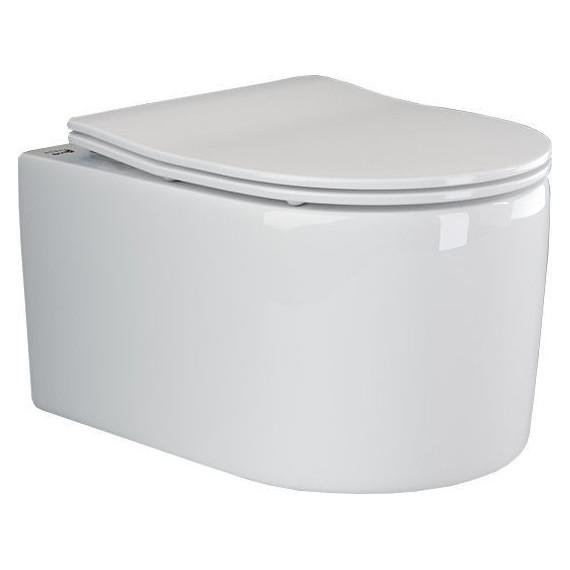 Унитаз подвесной безободковый Ceramicanova Moments Rimless CN3003 с тонкой крышкой микролифт - фото 