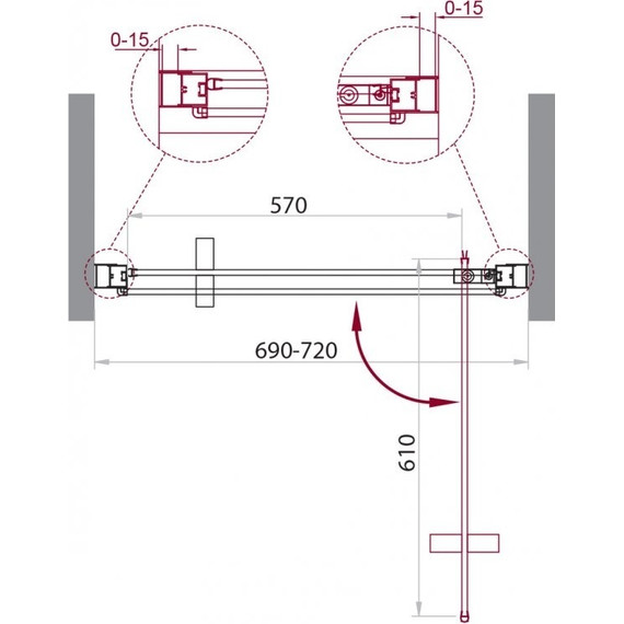 Душевая дверь BelBagno 70 см MARMI-B-1-70-C-Cr (стекло 8 мм) хром/прозрачное - фото 3