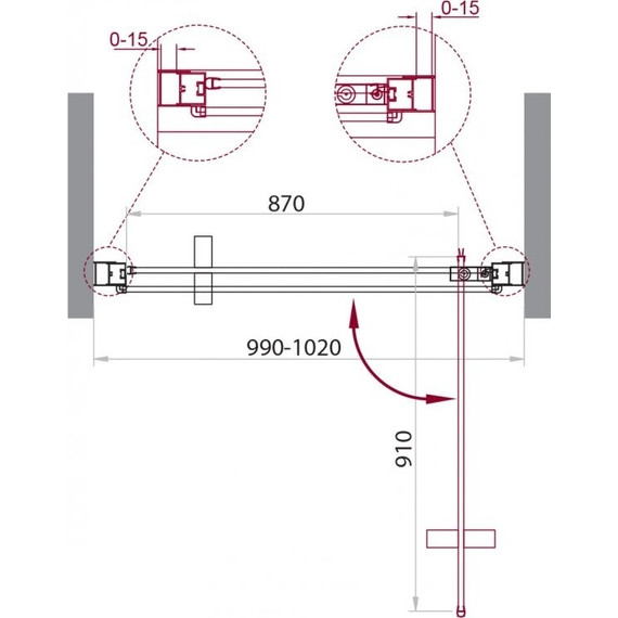 Душевая дверь BelBagno 100 см MARMI-B-1-100-C-Cr (стекло 8 мм) хром/прозрачное - фото 3