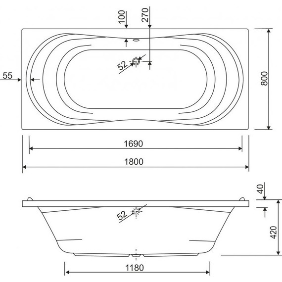 Ванна акриловая Cezares Apollo 180x80 см APOLLO-180-80-49, Размер - мм: 1800х800 - фото 6