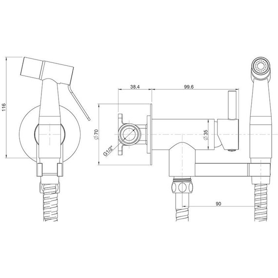 Набор для гигиенического душа Paini Isola ISPZ442, чёрный матовый - фото 4