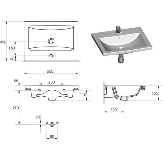 Тумба подвесная с раковиной Velvex Klaufs 60 см tpKLA.60.1Y-616.216, белый глянец - фото 12