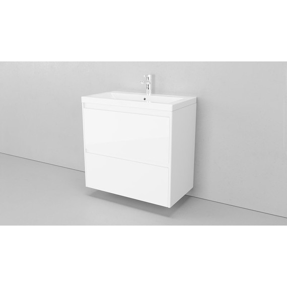 Тумба подвесная с раковиной Velvex Klaufs 80 см tpKLA.80.2Y-616.216, белый глянец - фото 6