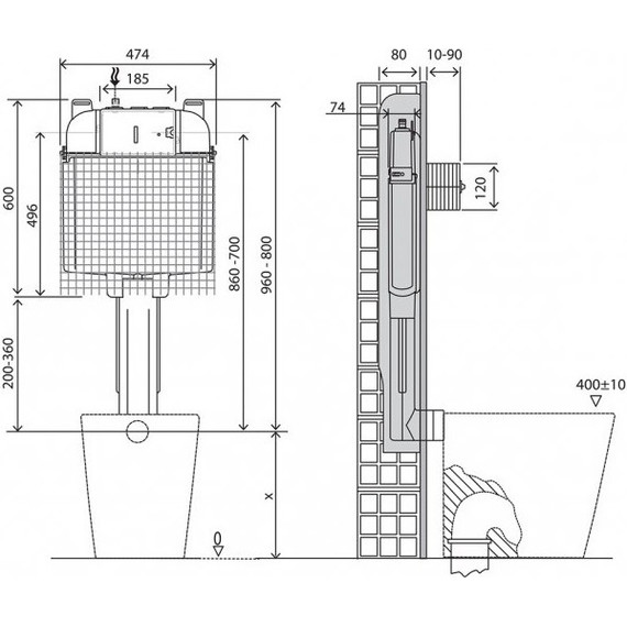 Смывной бачок скрытого монтажа для приставных унитазов BelBagno BB025-CS - фото, картинка 8 Смывной бачок скрытого монтажа для приставных унитазов BelBagno BB025-CS - фото 8