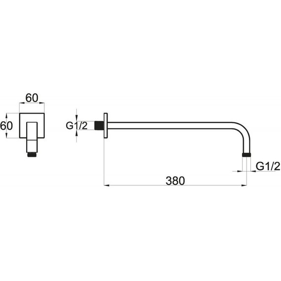 Кронштейн стеновой для верхнего душа BelBagno Arlie 380 мм ARL-BCD-CRM - фото 2