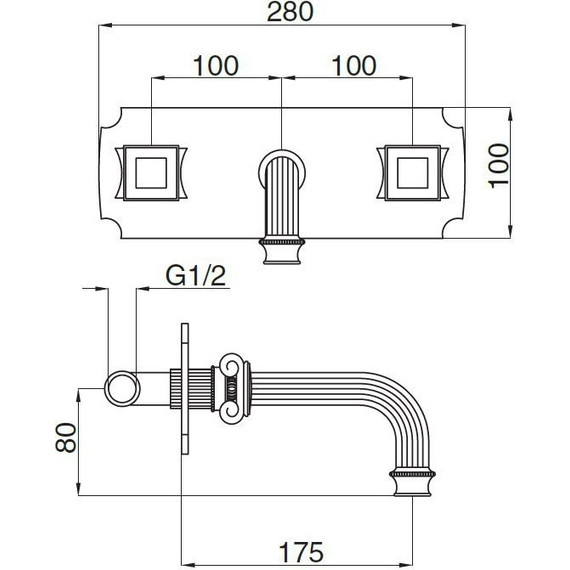 Смеситель для раковины настенный Cezares OLIMP-BLS2-01-M - фото 3