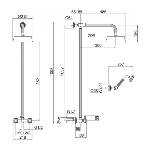Душевая стойка Cezares OLIMP-CD-03/24-O, золото, Цвет производителя: золото - фото 2