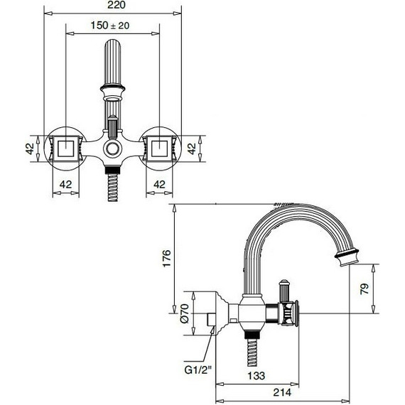 Смеситель для ванны Cezares OLIMP-VD-02-Sw, бронза - фото 2